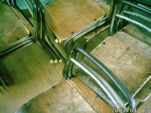 These chairs have seen a lot of wear